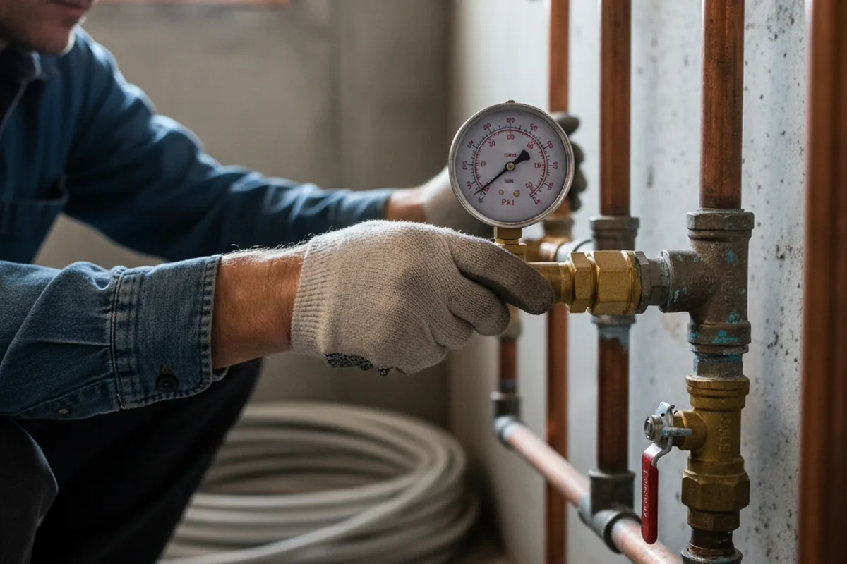 Pressure testing a repaired line during Water Line Repair in Unicoi